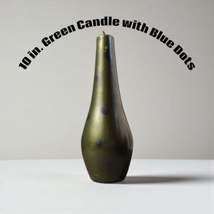 10" Green Candle with Blue Dots
